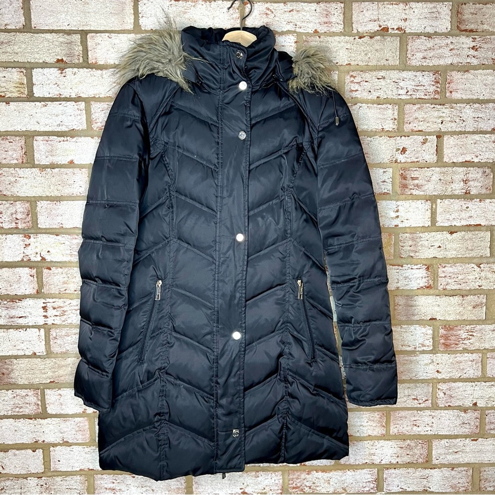 Kenneth Cole New York puffer coat with removable fur trim hood